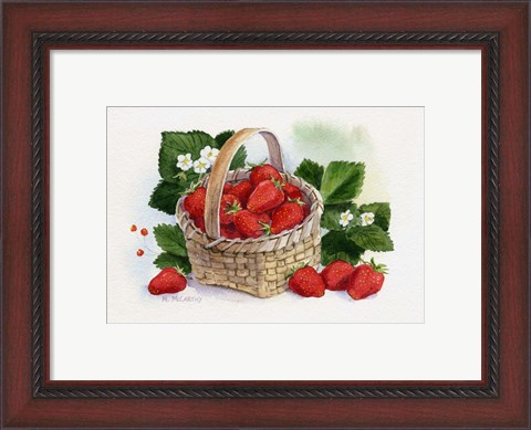 Framed Basket Of Strawberries Print