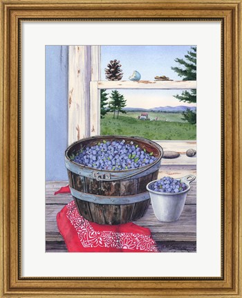 Framed Blueberries And Red Bandana Print