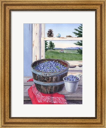 Framed Blueberries And Red Bandana Print