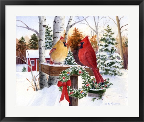 Framed Christmas Cardinals Print