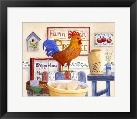 Framed Country Rooster Print