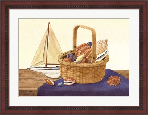Framed Nantucket Basket &amp; Shells Print