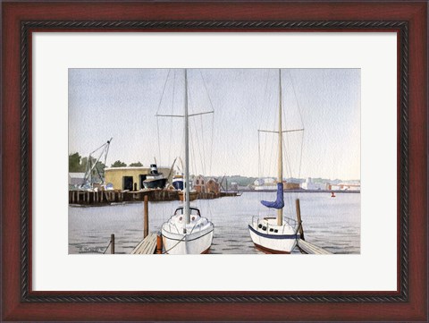Framed Sailboats At Dock Print