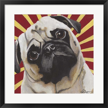 Framed Dlynn&#39;s Dogs - Puggins Print