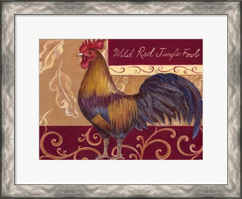 Framed Rustic Roosters II Print