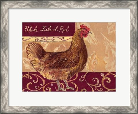 Framed Rustic Roosters III Print