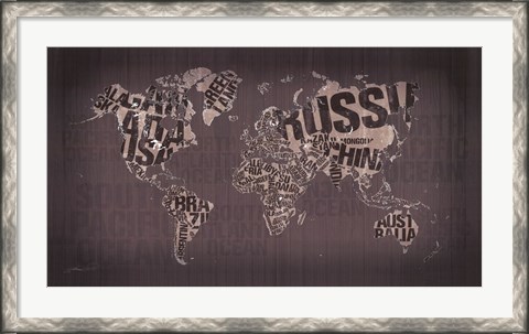 Framed Old Fashion World Map Print
