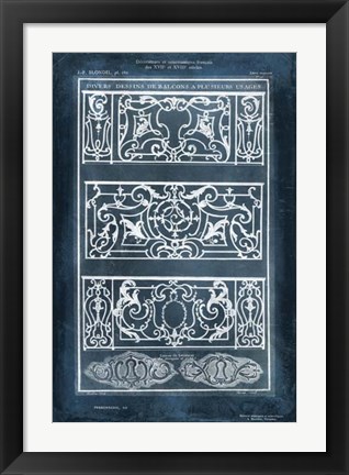 Framed Ornamental Iron Blueprint I Print