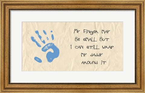 Framed My Finger May Be Small Blue Handprint Print