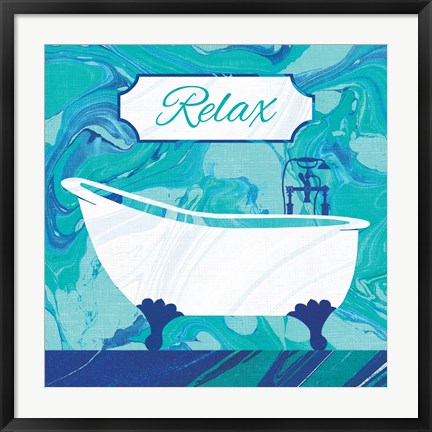 Framed Marbled Bath I Print