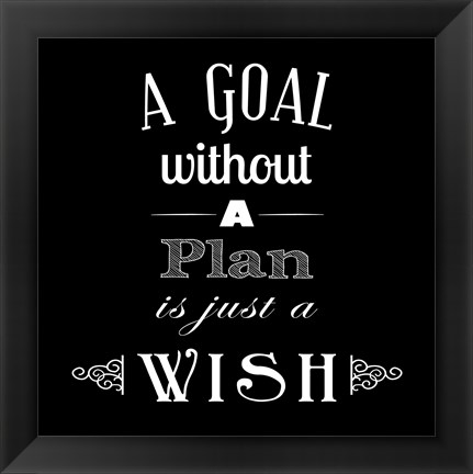 Framed Goal Without A Plan Is Just A Wish Print