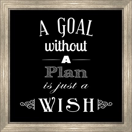 Framed Goal Without A Plan Is Just A Wish Print