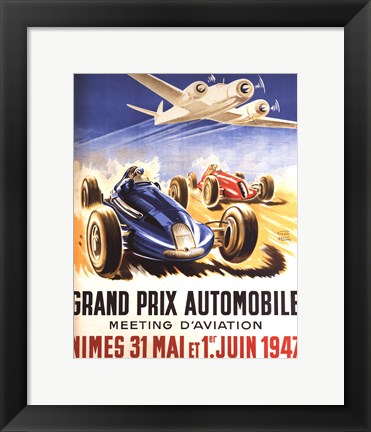 Framed Grand Prix Automobile Nimes Print