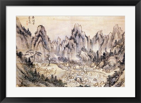 Framed Pyohun Temple at Diamond Mountains Print