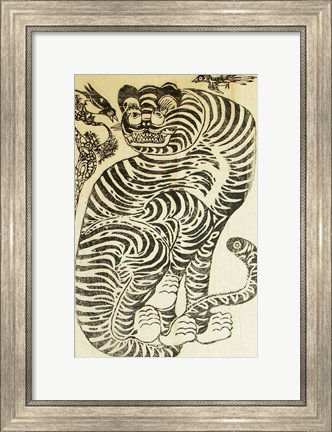 Framed Korean Folk Tiger Print