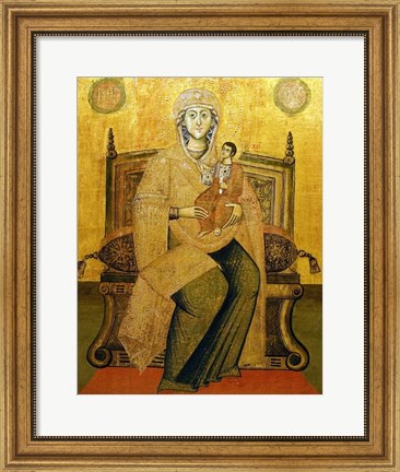 Framed God&#39;s Mother On The Throne Print