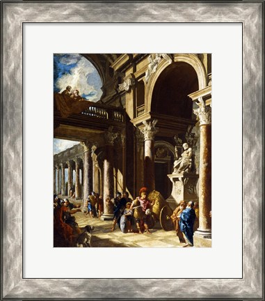 Framed Alexander the Great Cutting the Gordian Knot Print