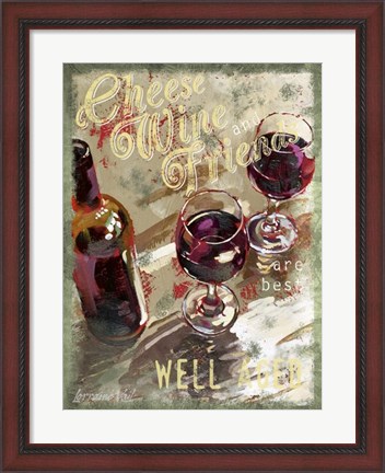 Framed Cheese, Wine and Friends Print