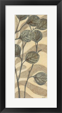Framed Leaves on Stripes II Print