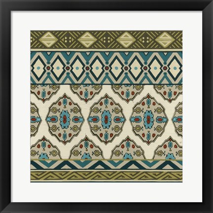 Framed Turquoise Textile I Print