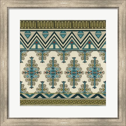 Framed Turquoise Textile II Print