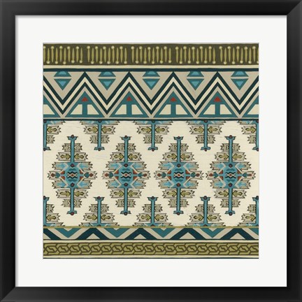 Framed Turquoise Textile II Print