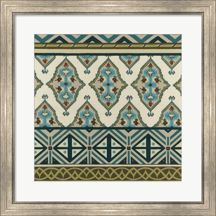 Framed Turquoise Textile III Print