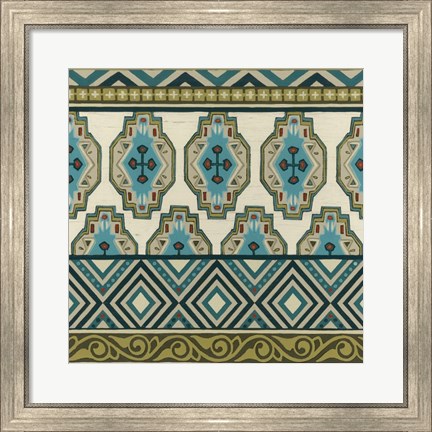 Framed Turquoise Textile IV Print