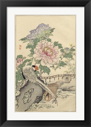 Framed Pheasant and Peony Print