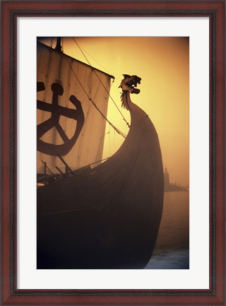 Framed ancient Viking Ship, Sweden Print