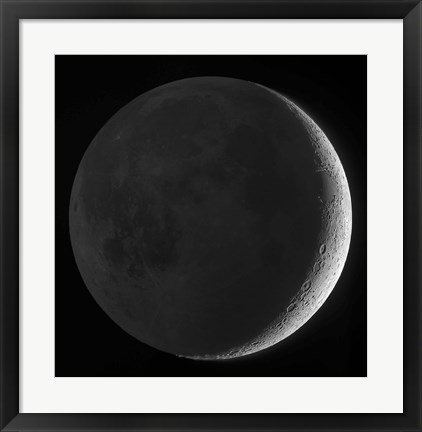 Framed Moon with earthshine Print