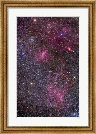 Framed Nebulosity around the open cluster Messier 52, including the Bubble Nebula Print