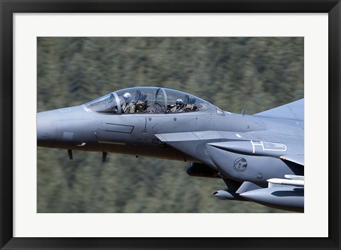 Framed F-15E Strike Eagle low flying over Wales, United Kingdom Print