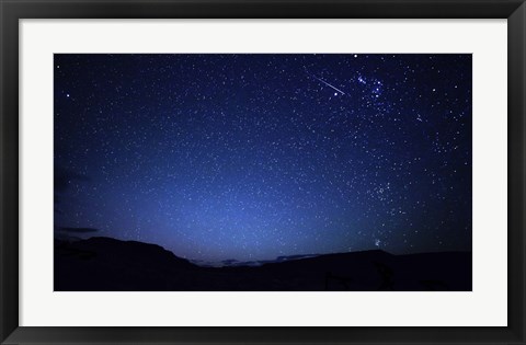 Framed bright sporadic meteor in the patagonic skies of Somuncura, Argentina Print