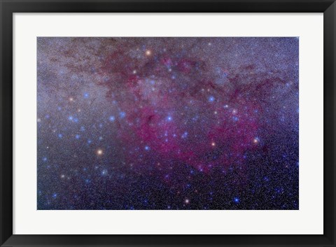 Framed extensive Gum Nebula area in the constellation Vela Print