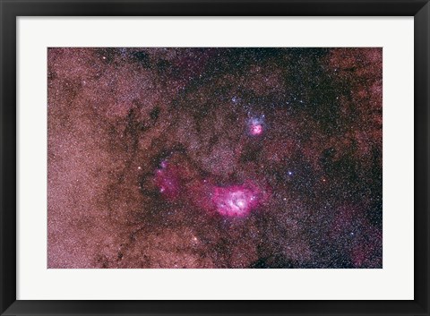 Framed Lagoon Nebula and Trifid Nebula in the constellation Sagittarius Print