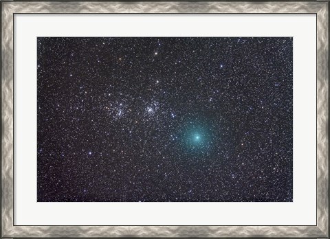 Framed Comet Hartley 2 as it approaches the Double Cluster in Perseus Print
