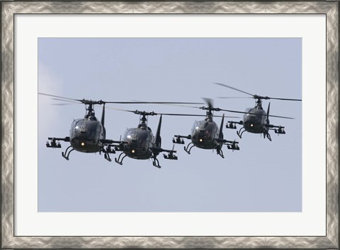 Framed Serbian Air Force Soko SA-342L GAMA choppers in flight over Serbia Print