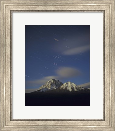 Framed Orion star tails over Mt Temple, Banff National Park, Alberta, Canada Print