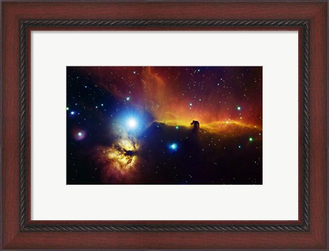 Framed Alnitak region in Orion with Flame Nebula (NGC 2024), and Horsehead Nebula Print