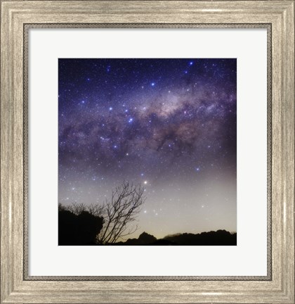 Framed Milky Way above a rural landscape in San Pedro, Argentina Print