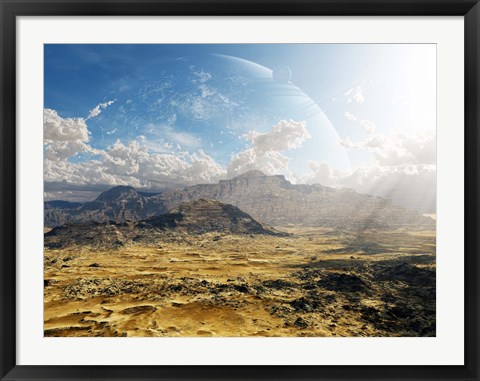 Framed Clouds break over a desert on Matsya, giving a glimpse of the planet Samandar Print