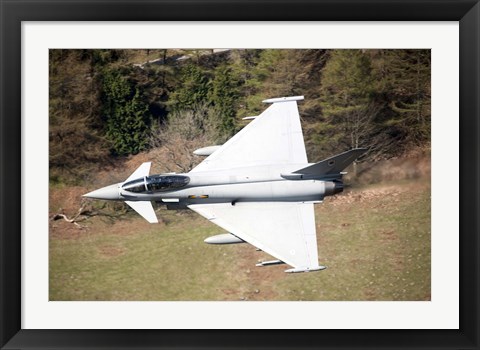 Framed Eurofighter Typhoon F2 aircraft of the Royal Air Force low flying over North Wales Print