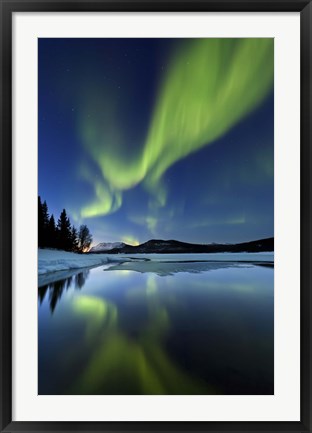 Framed Aurora Borealis over Sandvannet Lake in Troms County, Norway Print