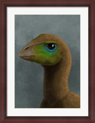 Framed Hypsilophodon dinosaur portrait Print