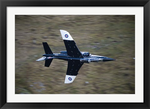 Framed Alpha Jet of the Royal Air Force low level flying over North Wales Print