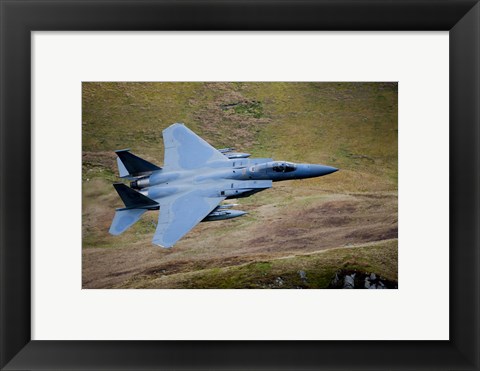 Framed F-15E Strike Eagle low flying over North Wales Print