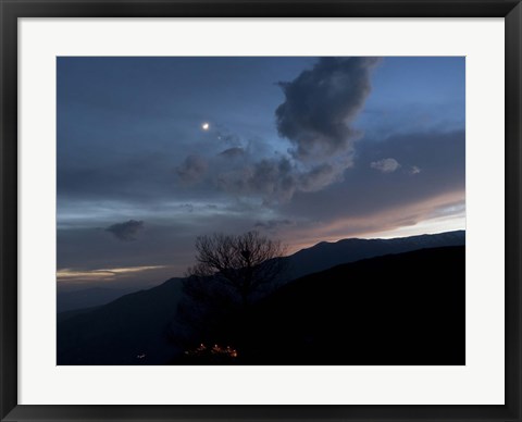 Framed Moon and Venus conjunction above the village of Gazorkhan, Iran Print