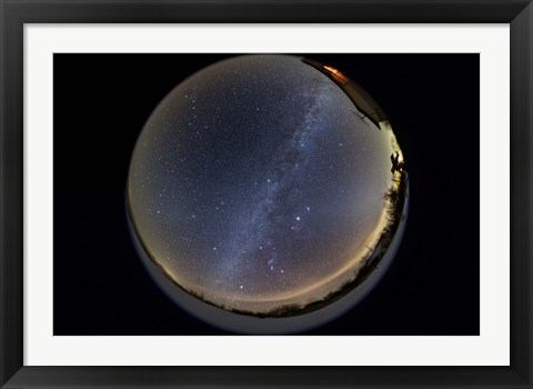 Framed Fish-eye lens view of the northern winter sky Print