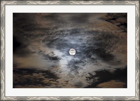 Framed Full moon in clouds Print